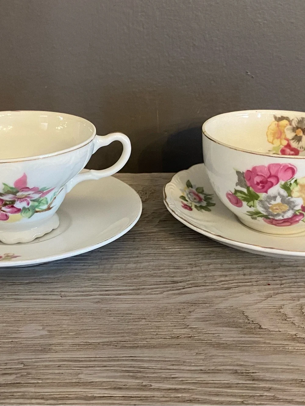 Vintage Japanese Tea Cups And Saucer Set Of (2) 1960’s (read)